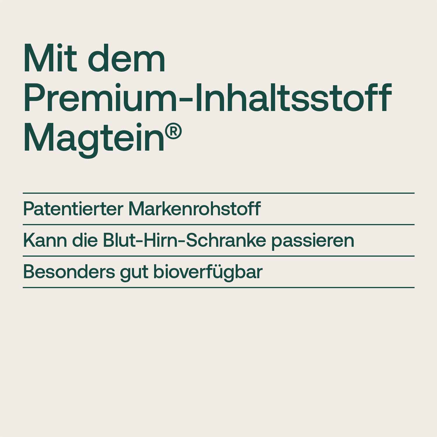 Grafik: Magtein® als patentierter Markenrohstoff, der die Blut-Hirn-Schranke passieren kann und besonders gut bioverfügbar ist.