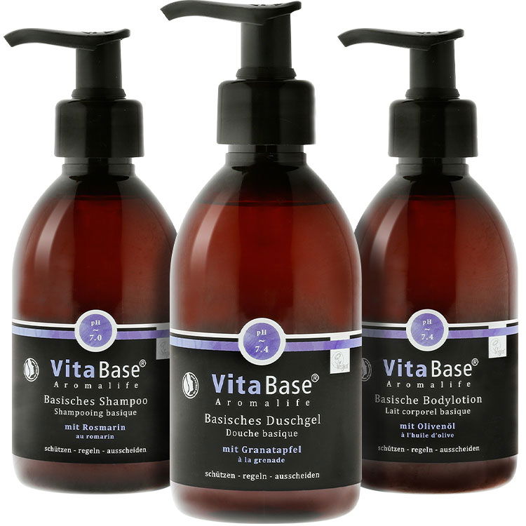 4396 Basisches Körperpflegeset von Vitabase - Shampoo, Duschgel, Bodylotion