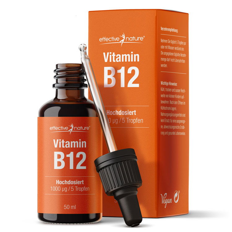 Vitamin B12 in der Glasflasche mit Pipette