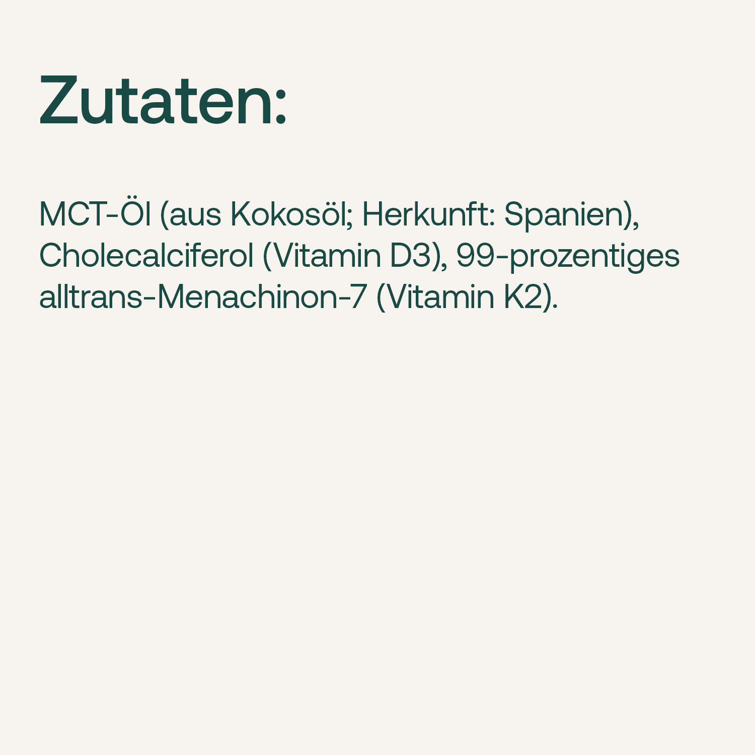Zutatenliste zu Vitamin D3 & K2 von Effective Nature
