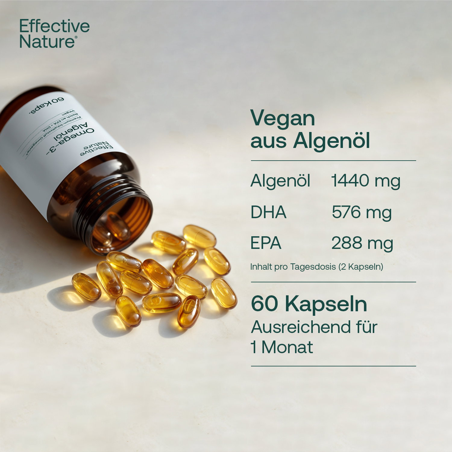 Omega-3 Algenöl Kapseln - 60 Stk. - 50g