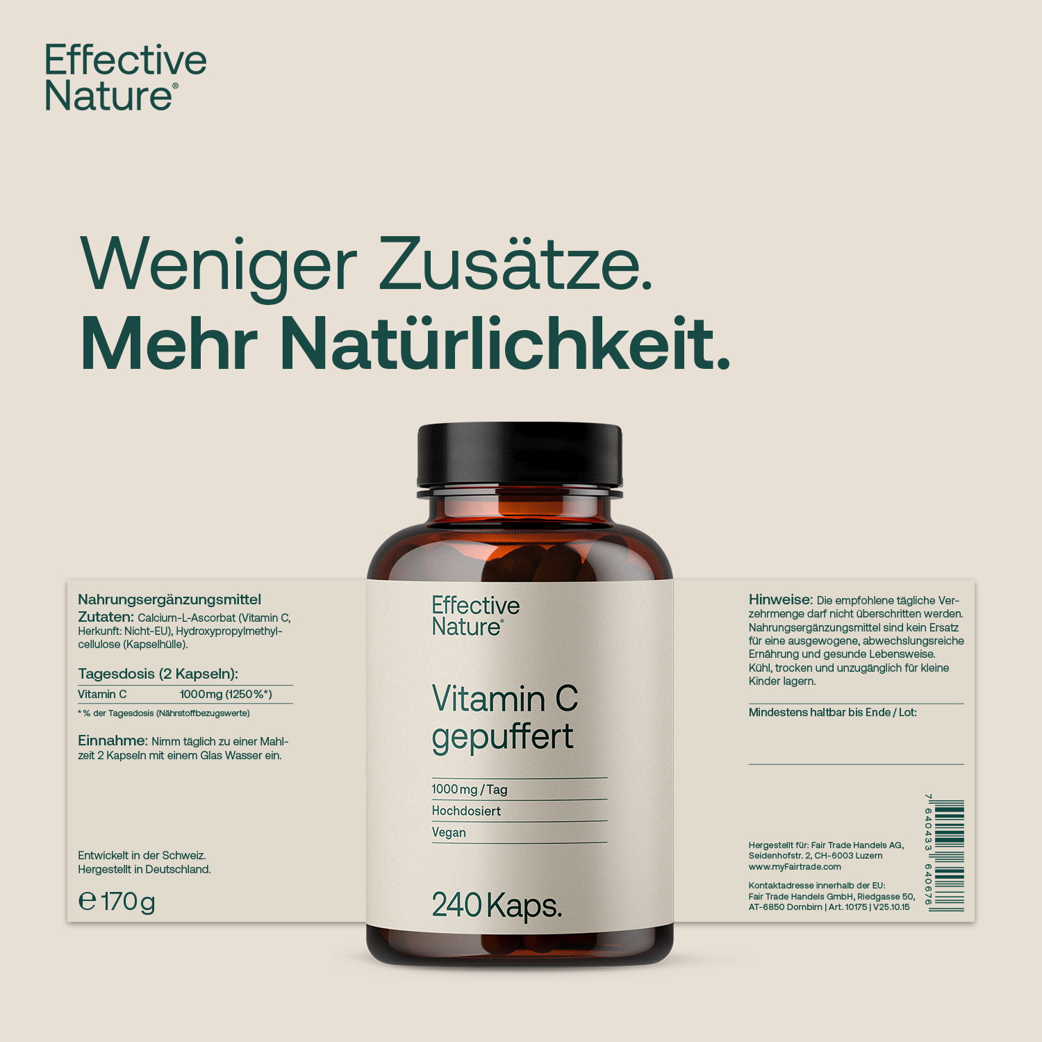 Vitamin C gepuffert Kapseln - 240 Stk. - 170g