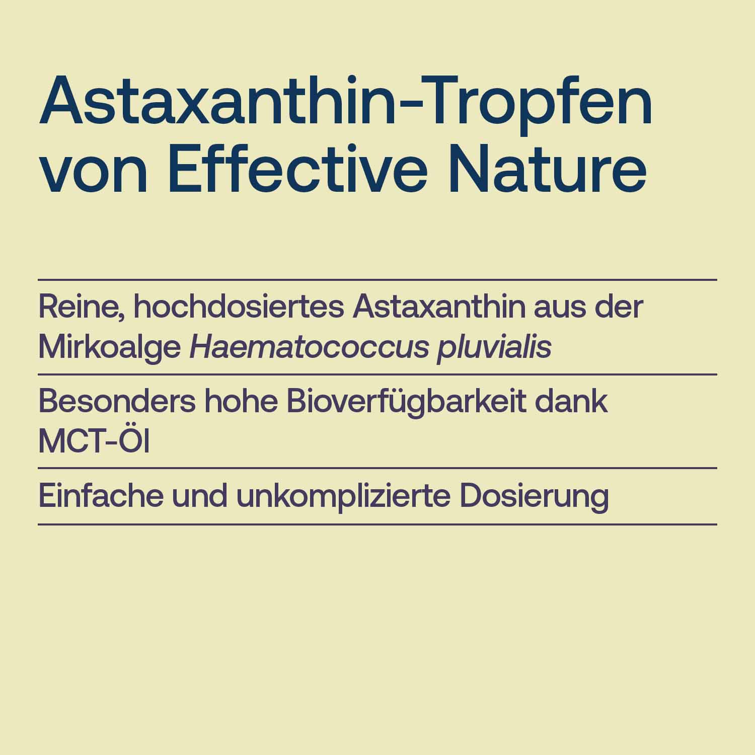 Produkteigenschaften der Astaxanthin-Tropfen