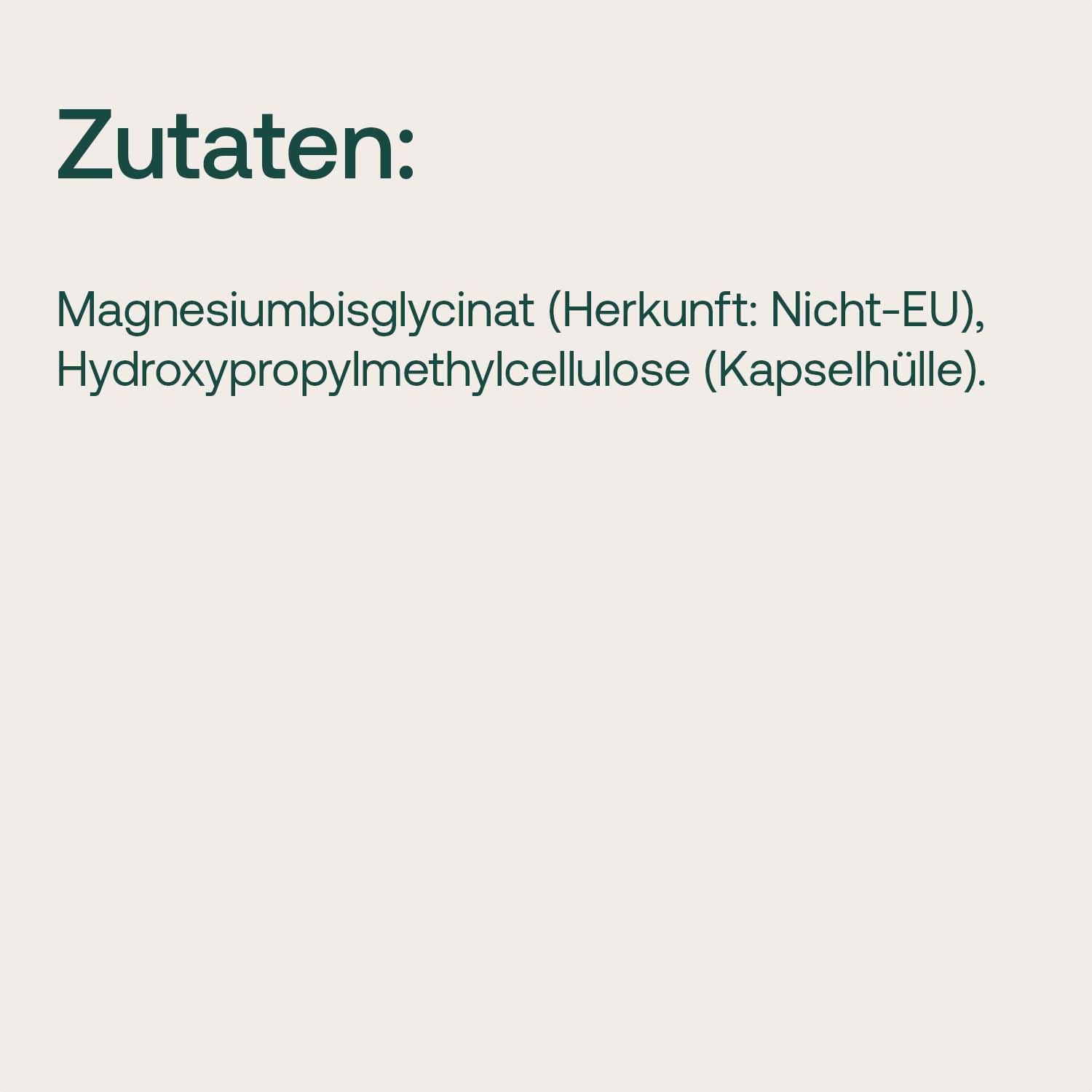 Zutatenliste Magnesiumbisglycinat von Effective Nature
