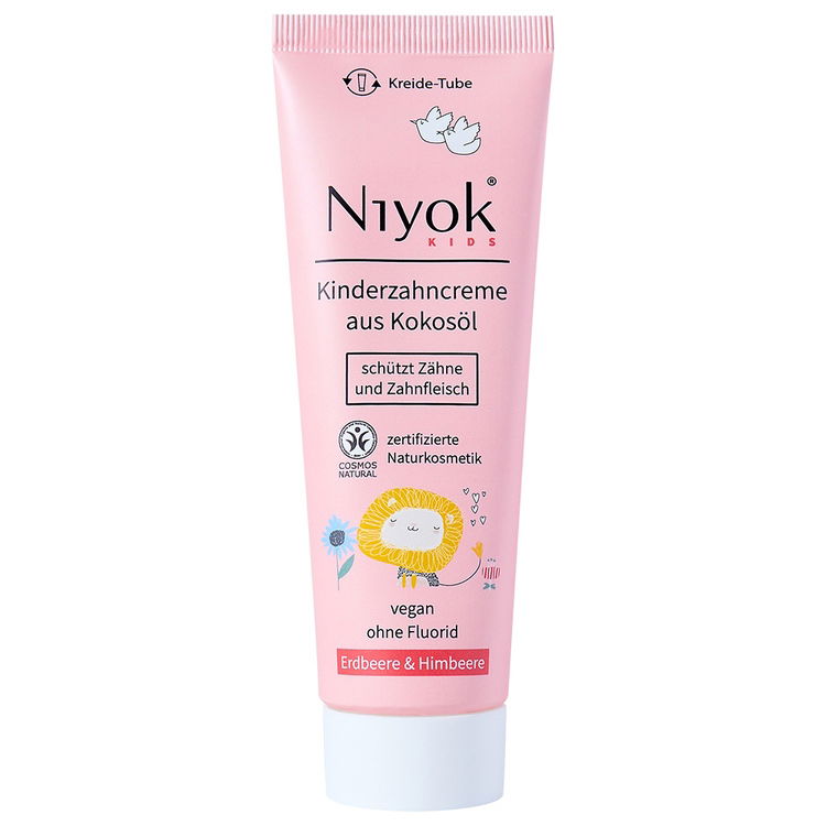 6290_Produktbild Zahncreme aus Bio-Kokosöl Kids: Erdbeere & Himbeere - Niyok - 75ml