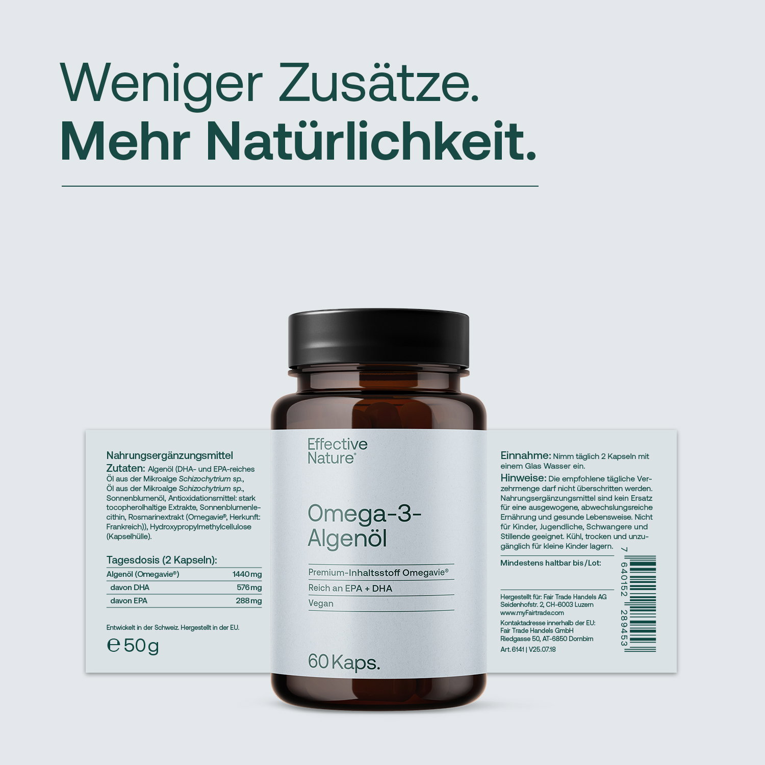Omega-3 Algenöl Kapseln - 60 Stk. - 50g