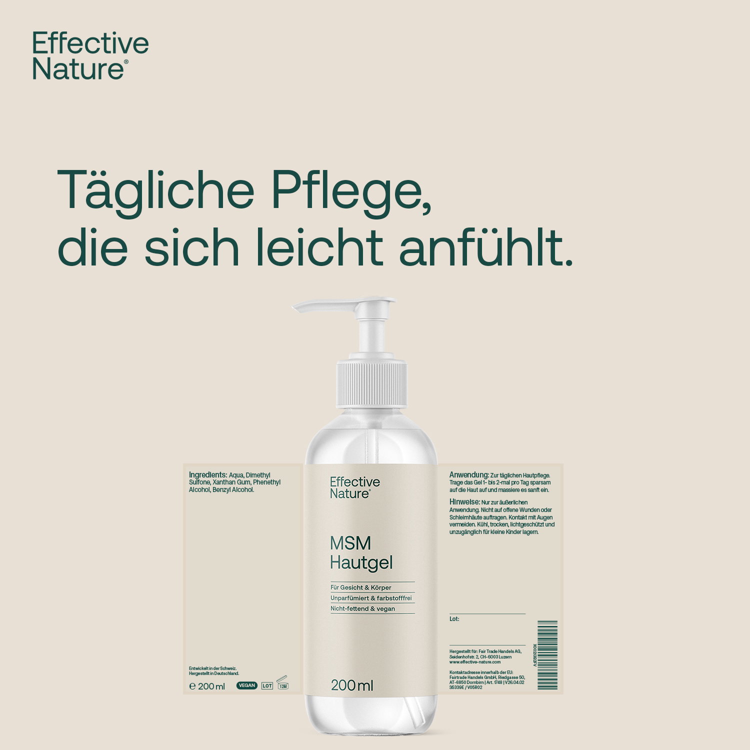MSM natürlicher Schwefel Gesichts- und Körpergel - 200ml