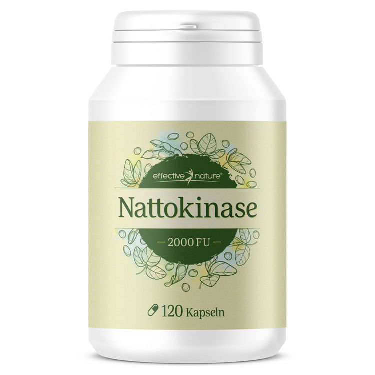 Nattokinase 2000 FU - 120 Kapseln von effective nature Flasche mit Nattokinase 2000 FU, 120 Kapseln von effective nature