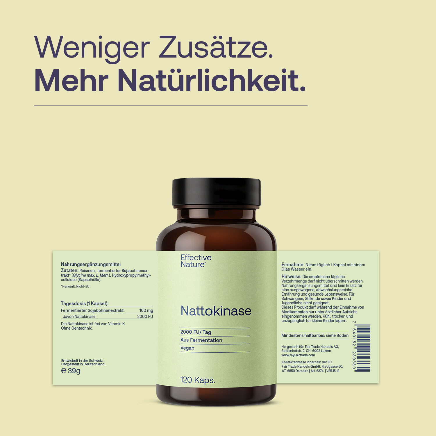 Etikett Vorder- und Rückseite Nattokinase