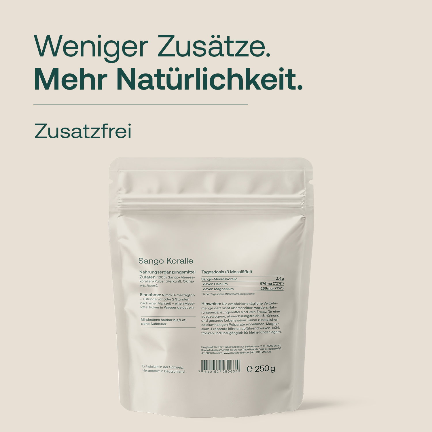 Sango-Koralle Pulver von Effective Nature: weniger Zusätze - mehr Natürlichkeit