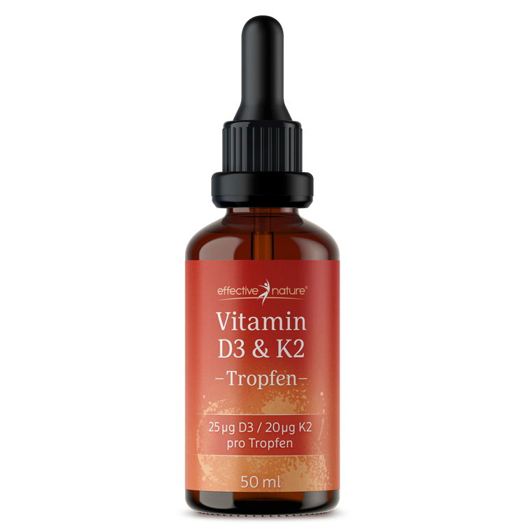 Vitamin-K2- und D3-Tropfen in Kokosöl Abbildung Vitamin D3 & K2 tropfen, 50 ml von Effective Nature