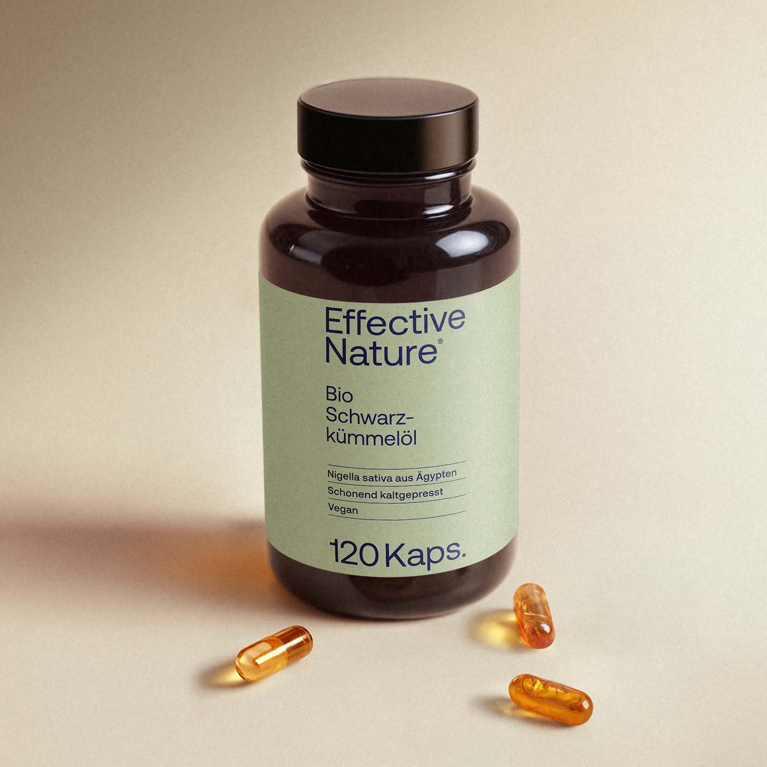 Flasche mit 120 Kapseln Bio Schwarzkümmelöl, vegan und kaltgepresst