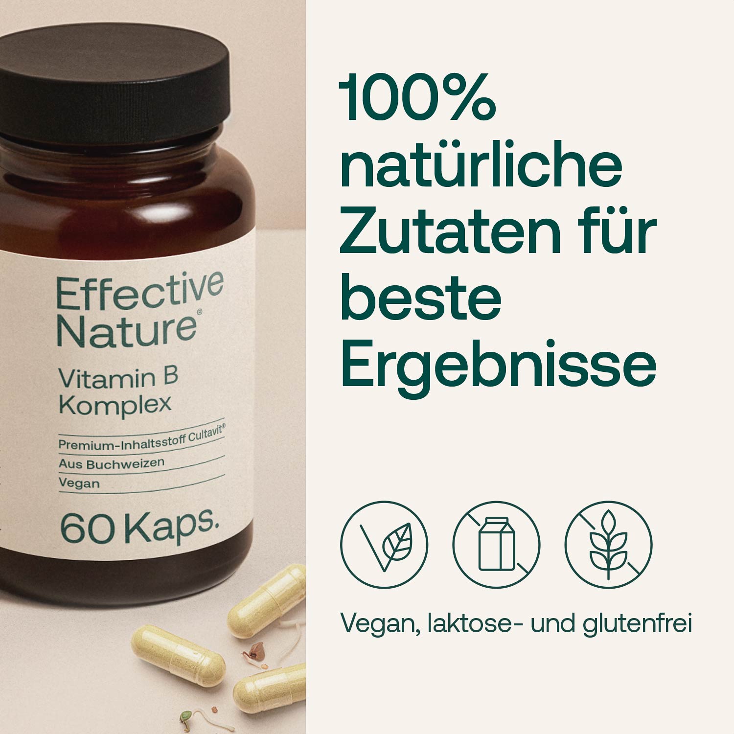100% natürliche Zutaten für beste Ergebnisse: vegan, laktose- und glutenfrei
