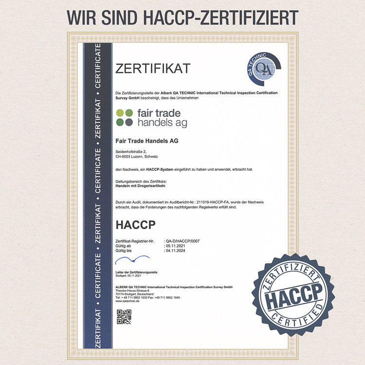 Darstellung des HACCP Zertifikats