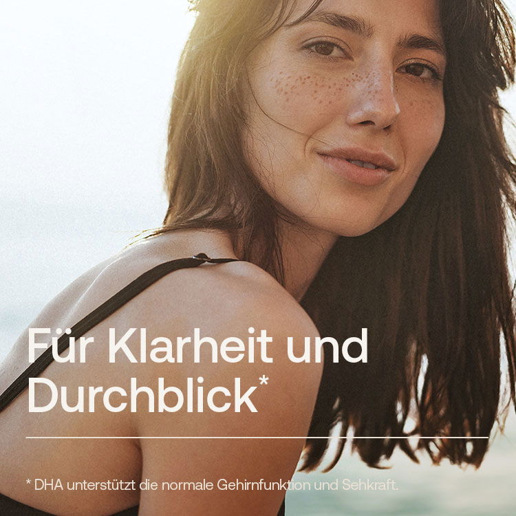 Für Klarheit und Durchblick:n DHA unterstützt die normale Gehirnfunktion und Sehkraft