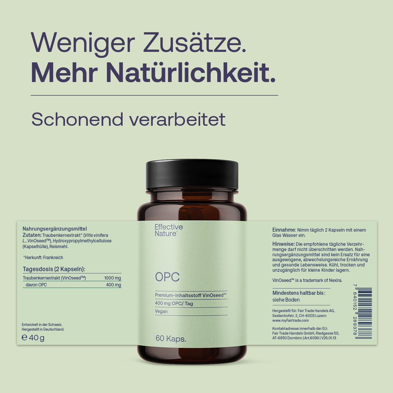 OPC Etikett: Vorder- und Rückseite