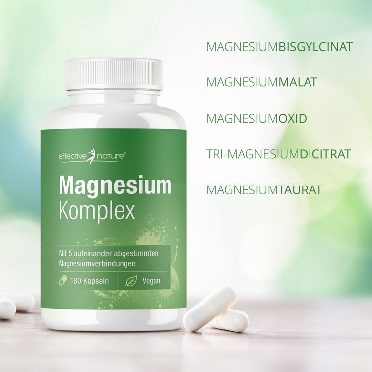 Magnesiumbisgylcinat, Magnesiummalat, Magnesiumoxid, Tri-Magnesiumdicitrat, Magnesiumtaurat