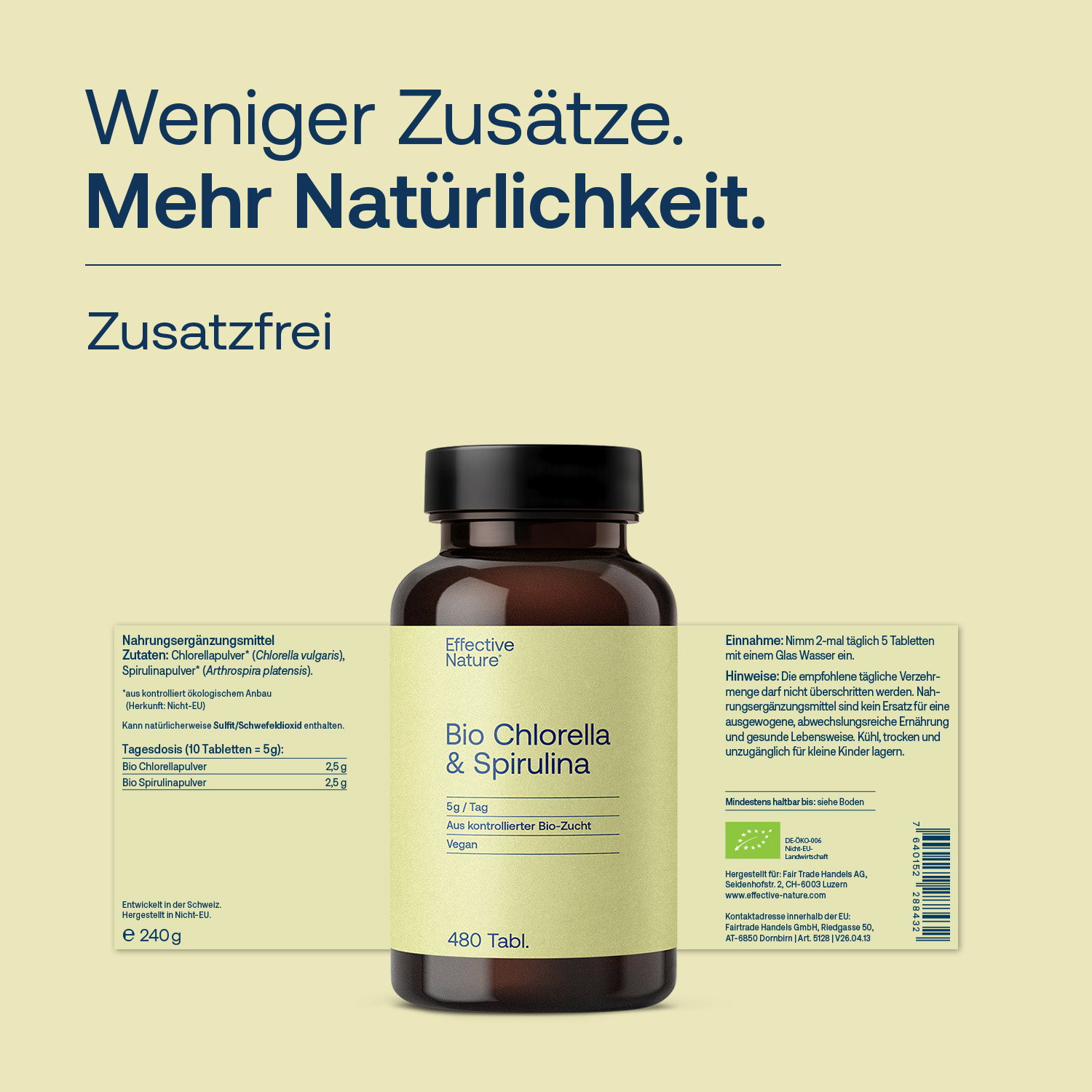 Chlorella & Spirulina Tabletten - Bio - 480 Stk. - 240g