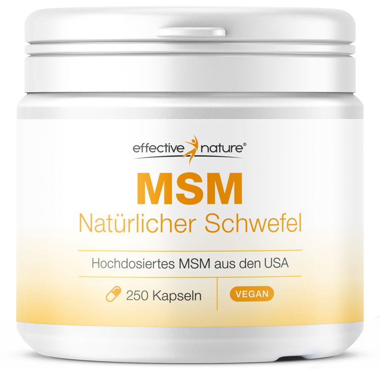 1747_MSM_Kapseln_Galerie_1 Zwei Gläser mit MSM-Pulver auf einem Tisch nebeneinander platziert