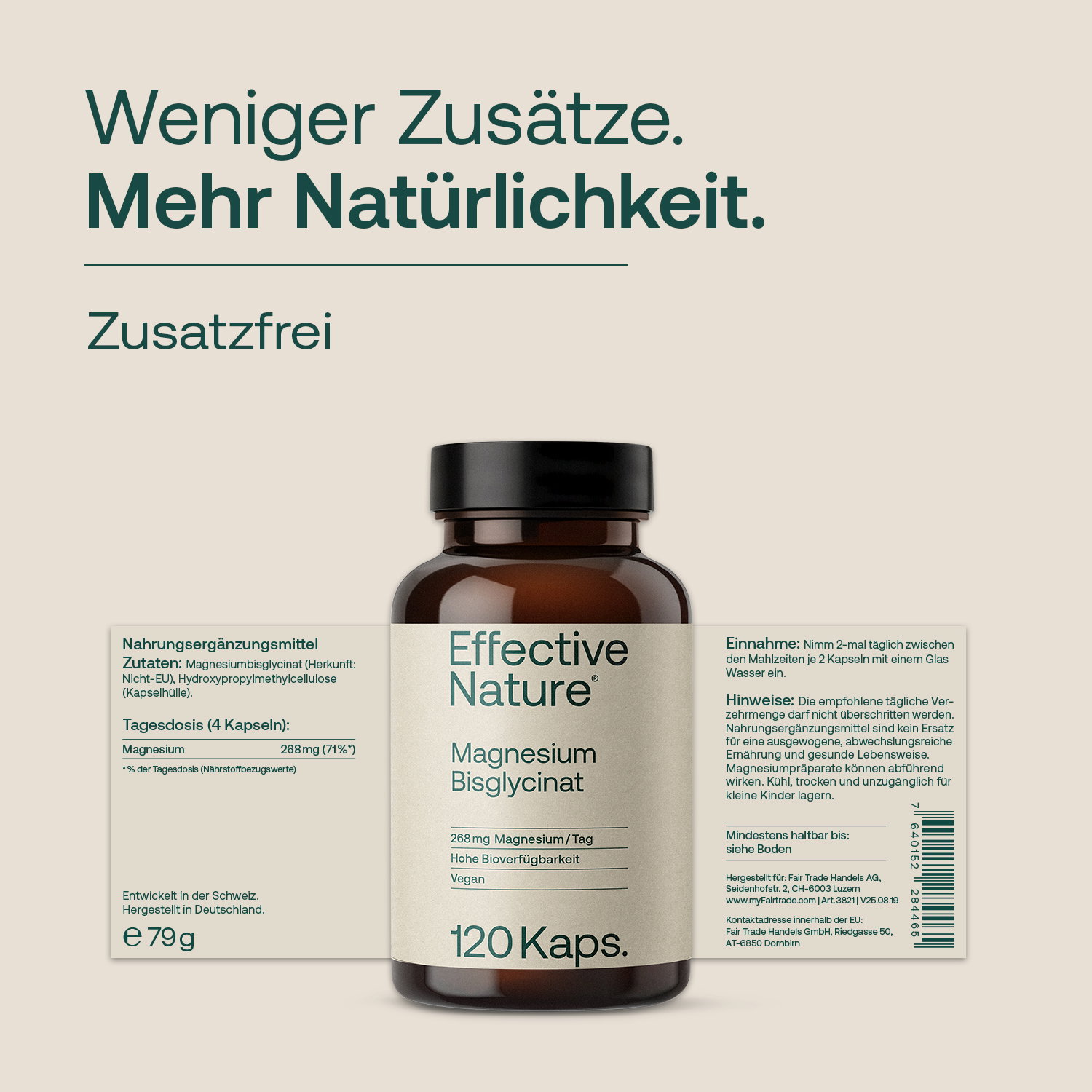 Etikett Vorder- und Rückseite Magensium Bisglycinat