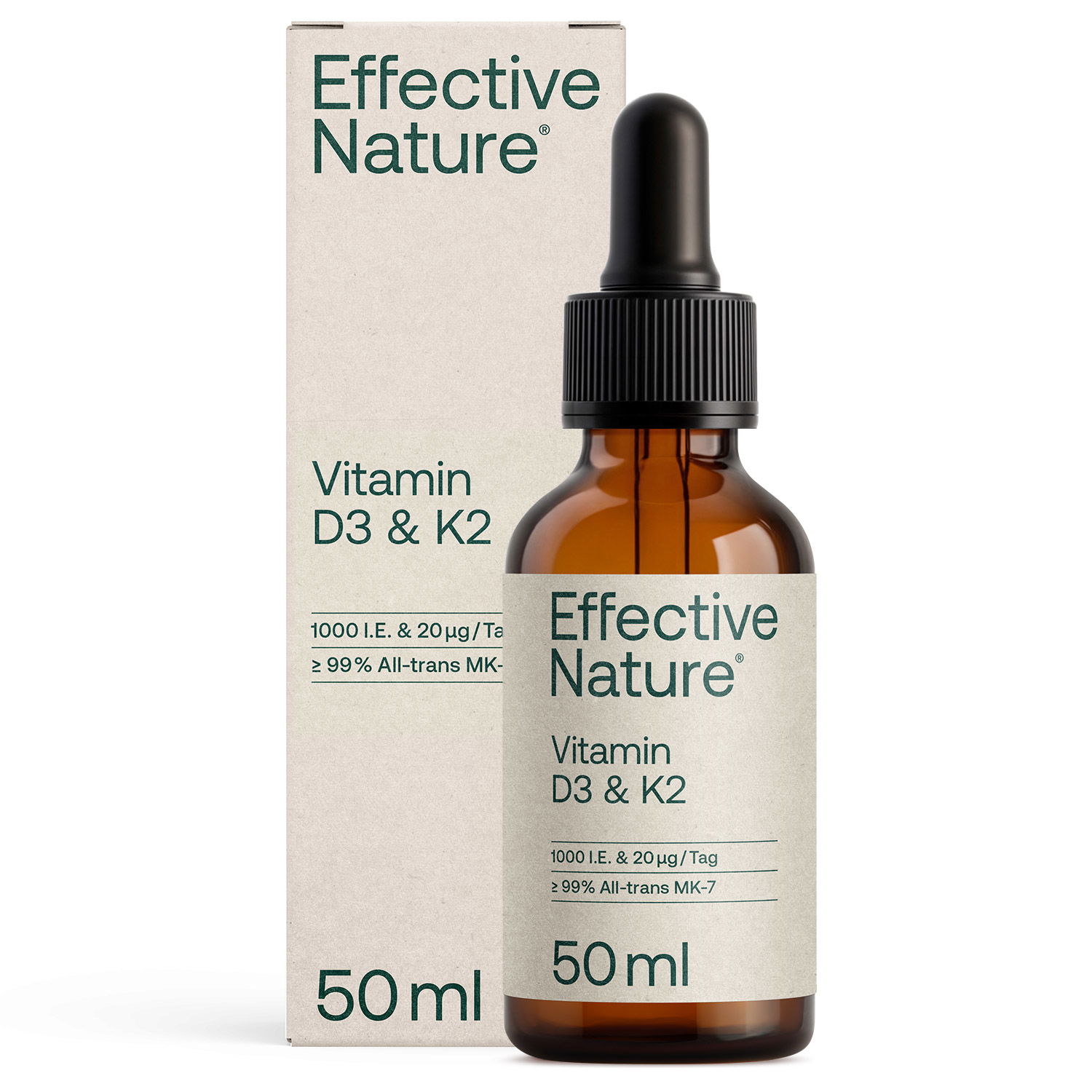 Vitamin-K2- und D3-Tropfen in Kokosöl Vitamin D3 & K2 von Effective Nature