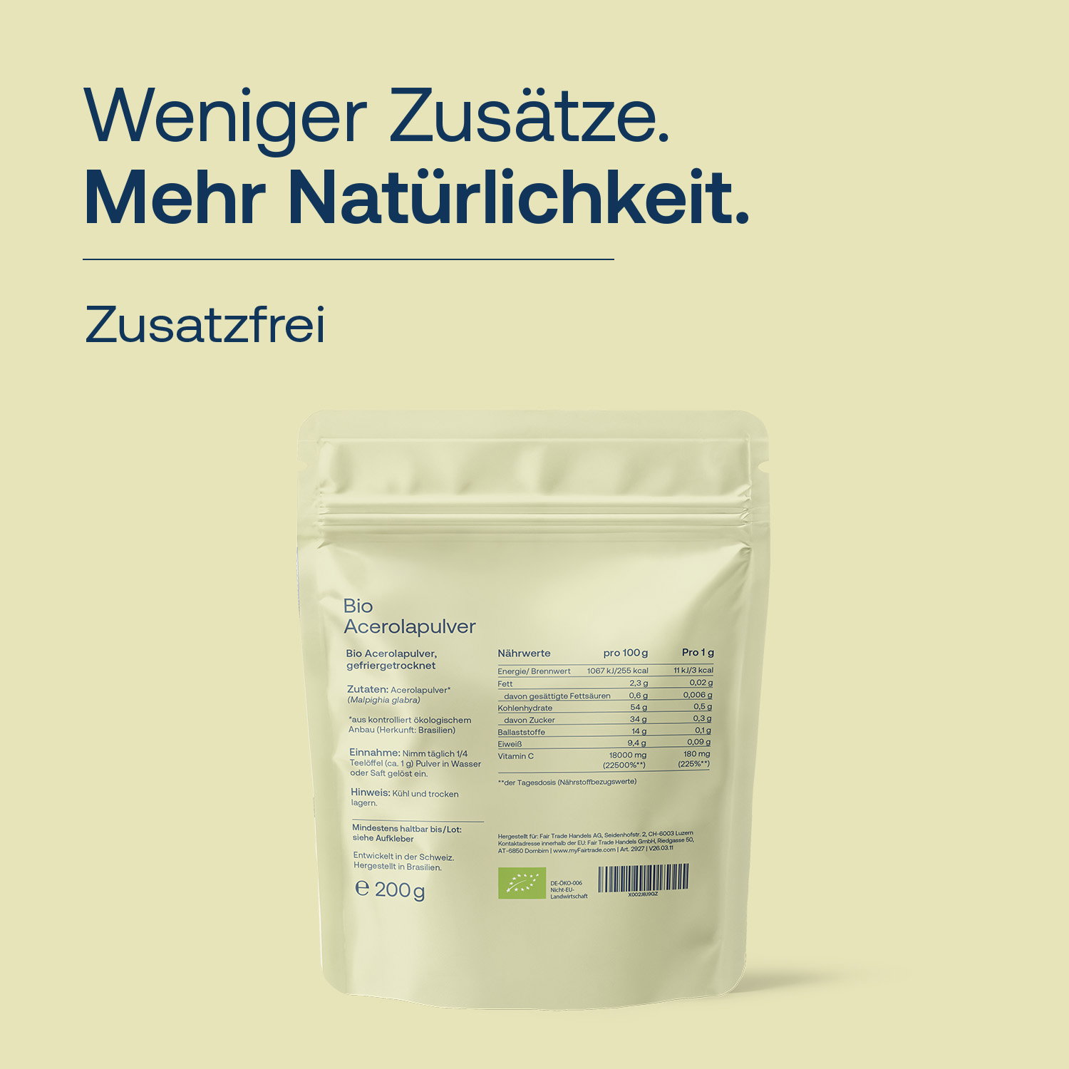 Rückseite Etikett Acerolapulver