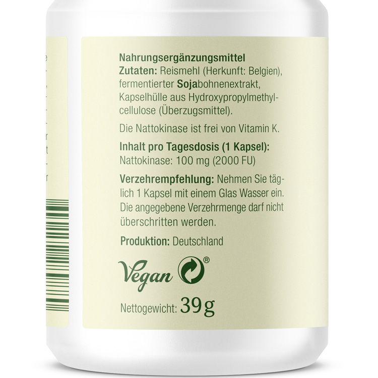 Rückseite Etikett Nattokinase