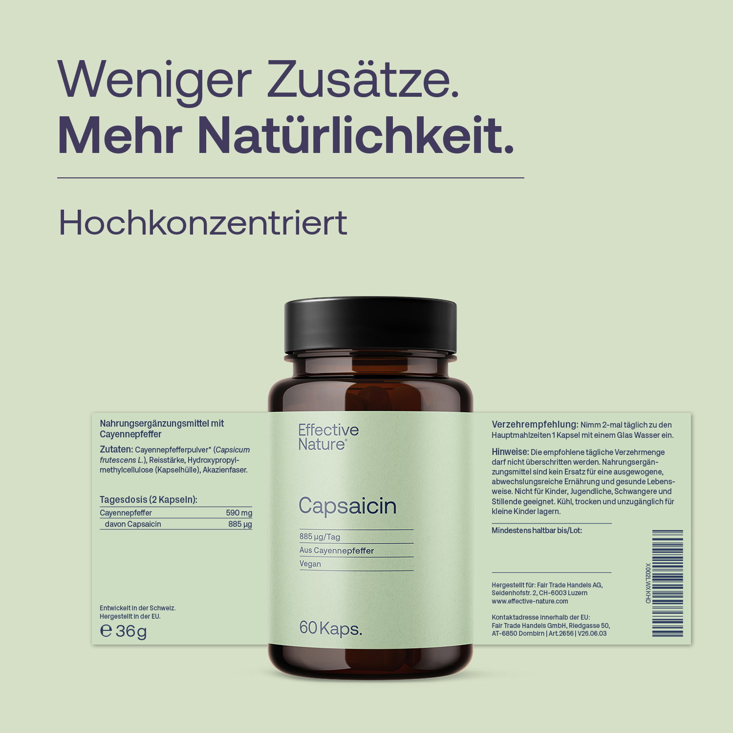 Capsaicin - Cayenne Pfeffer Kapseln - 60 Stk. - 36g