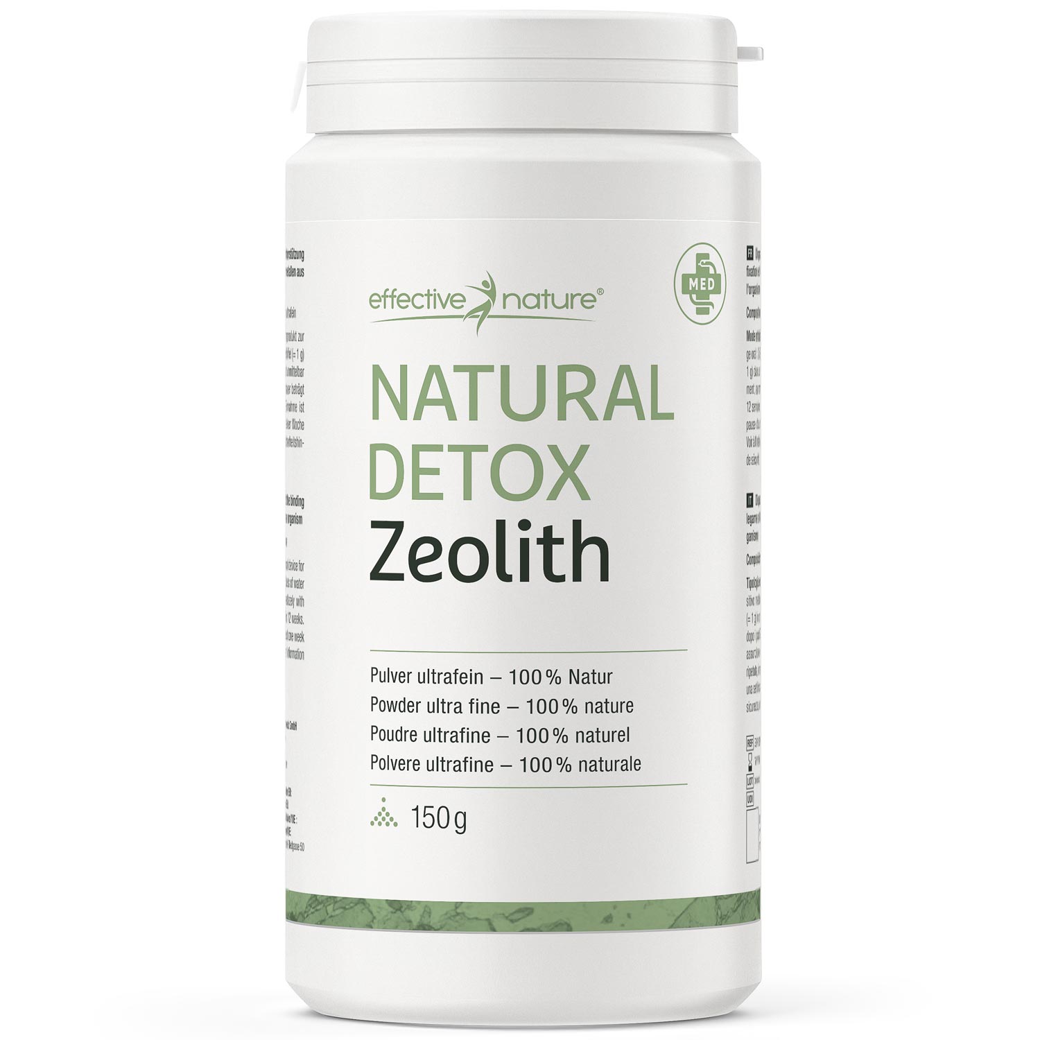 Dose mit Natural Detox Zeolith-Pulver von Effective Nature, 150g