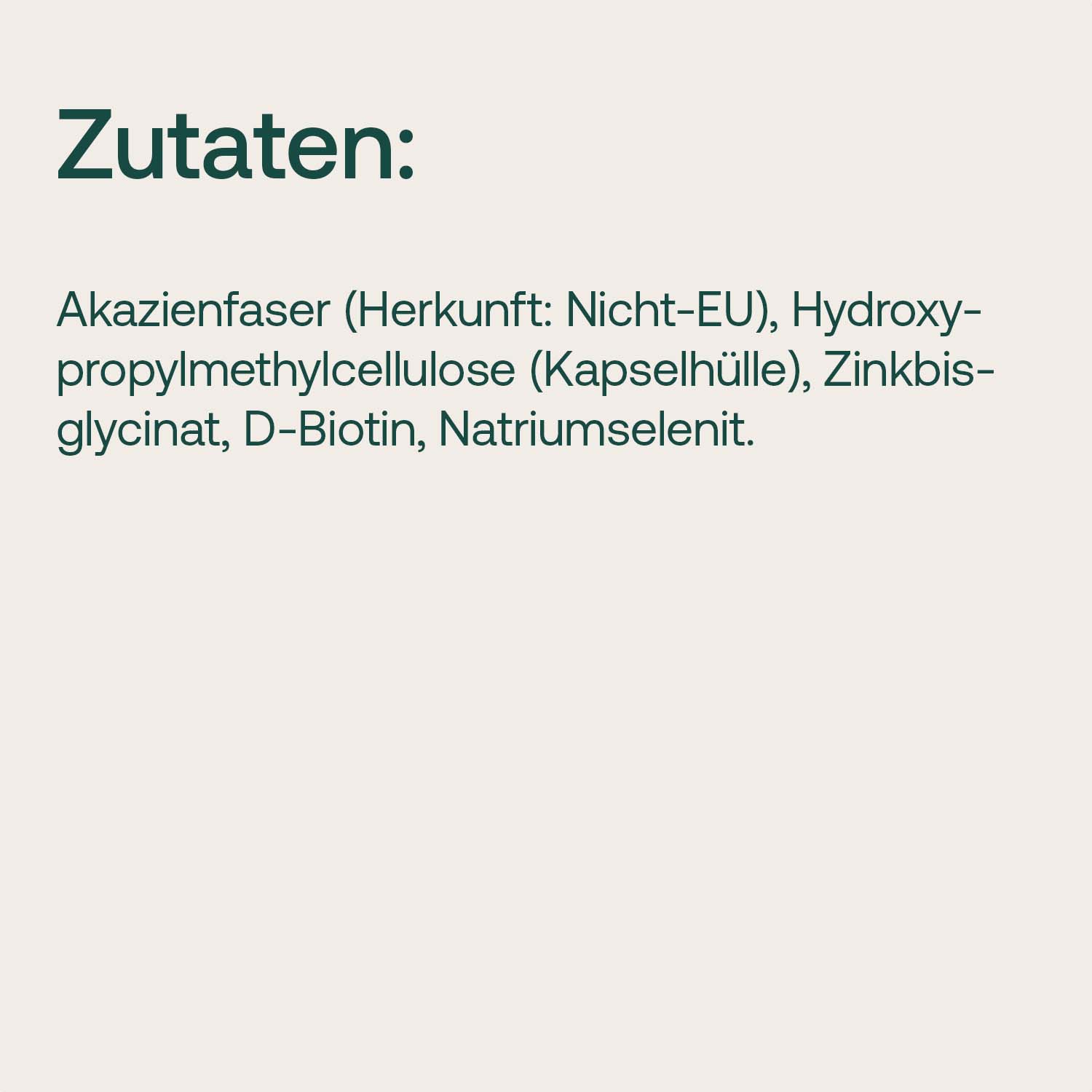 Zutatenliste Biotin Komplex von Effective Nature