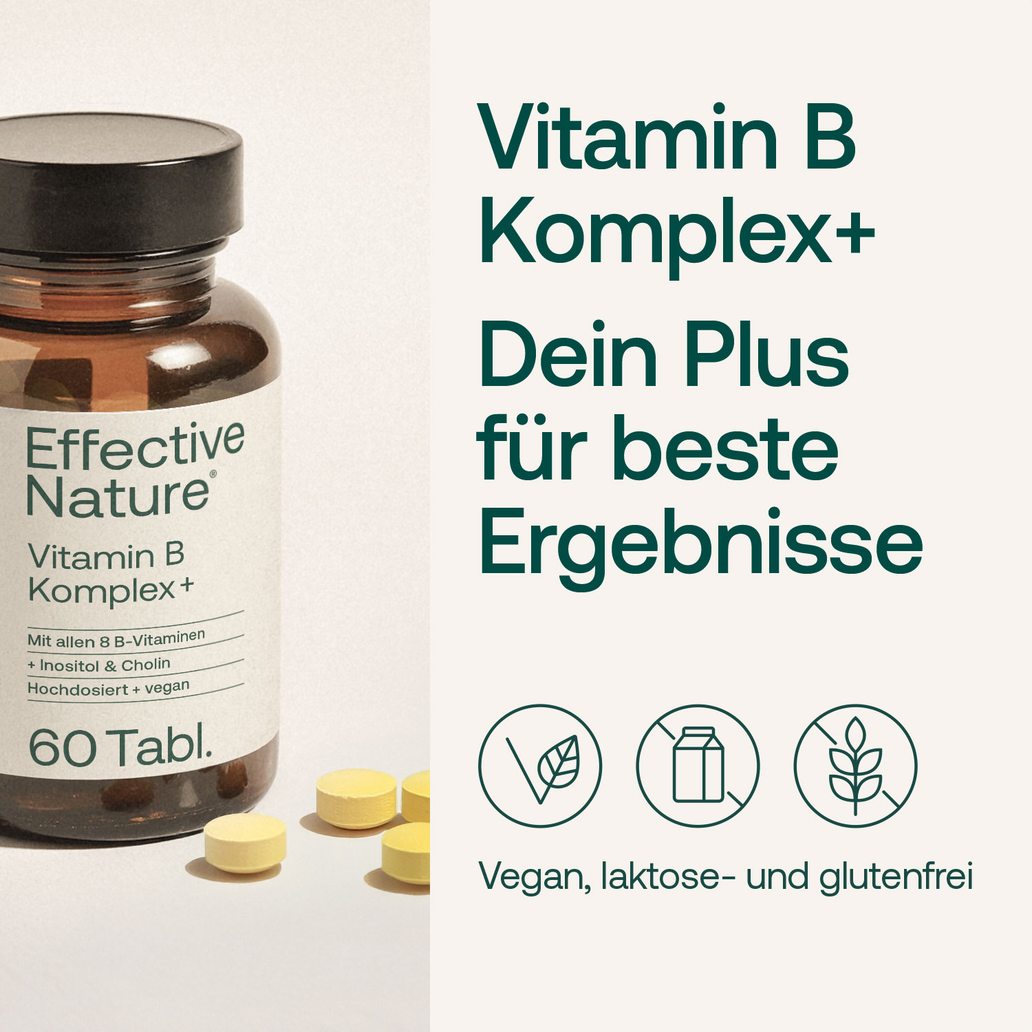 Vitamin B Komplex+ Nahrungsergänzungsmittel, vegan, laktose- und glutenfrei - Dose mit Tabletten