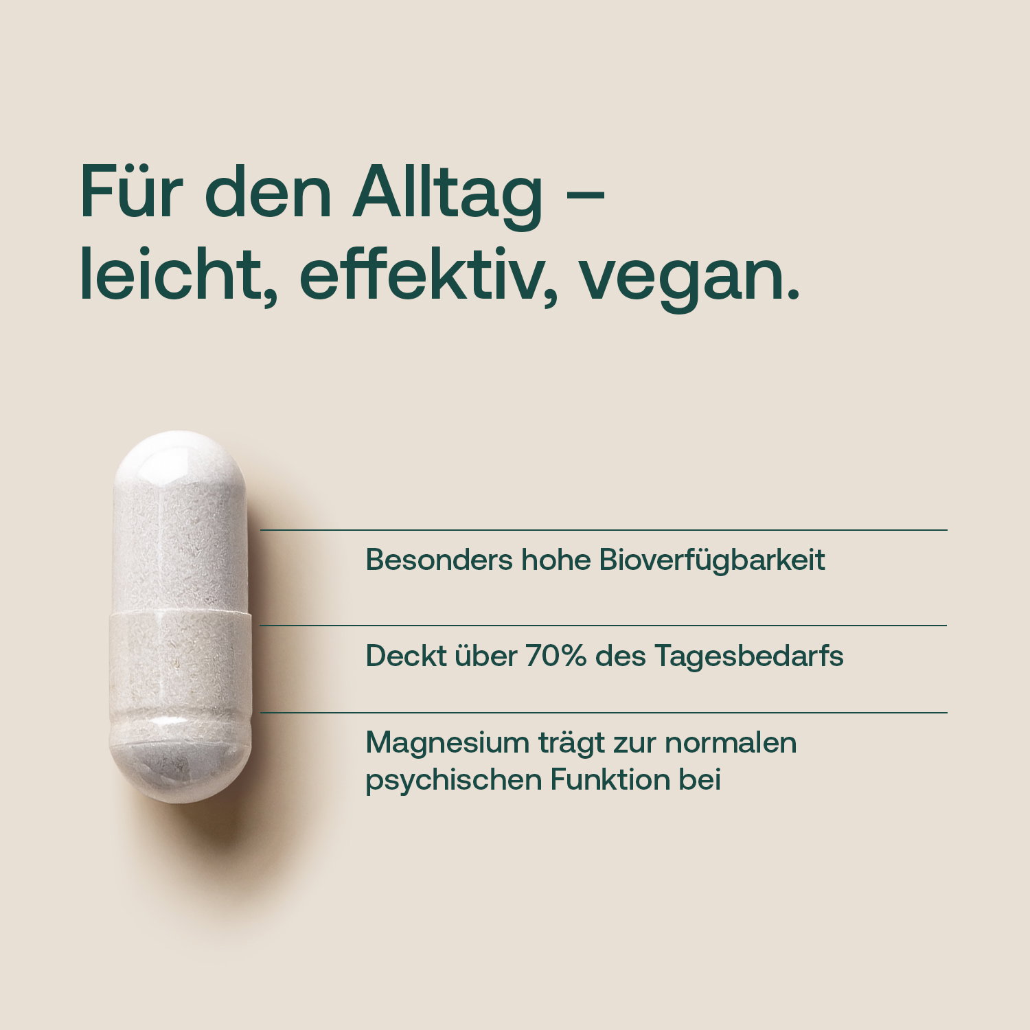 besonders hohe Bioverfügbarkeit, deckt über 70% des Tagesbedarfs