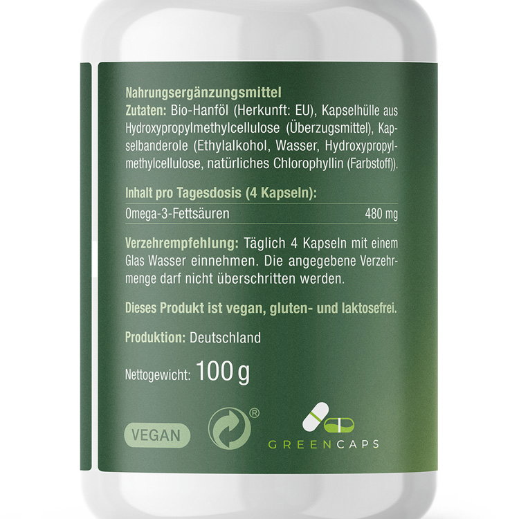Hanföl-Kapseln - Bio - 120 Stk.