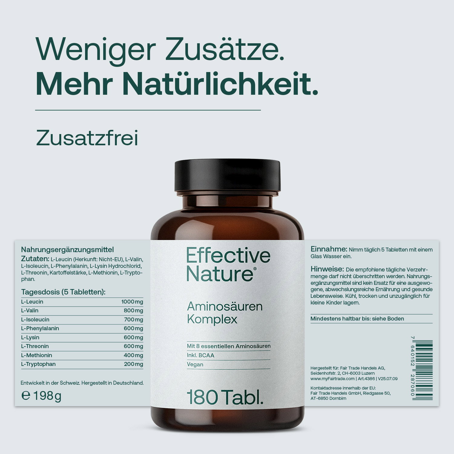 Etikett: Vorder- und Rückseite Aminosäurenkomplex