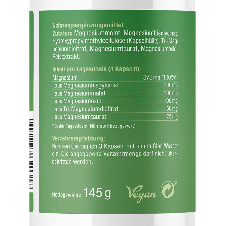Rückseite Etikett Magnesium Komplex