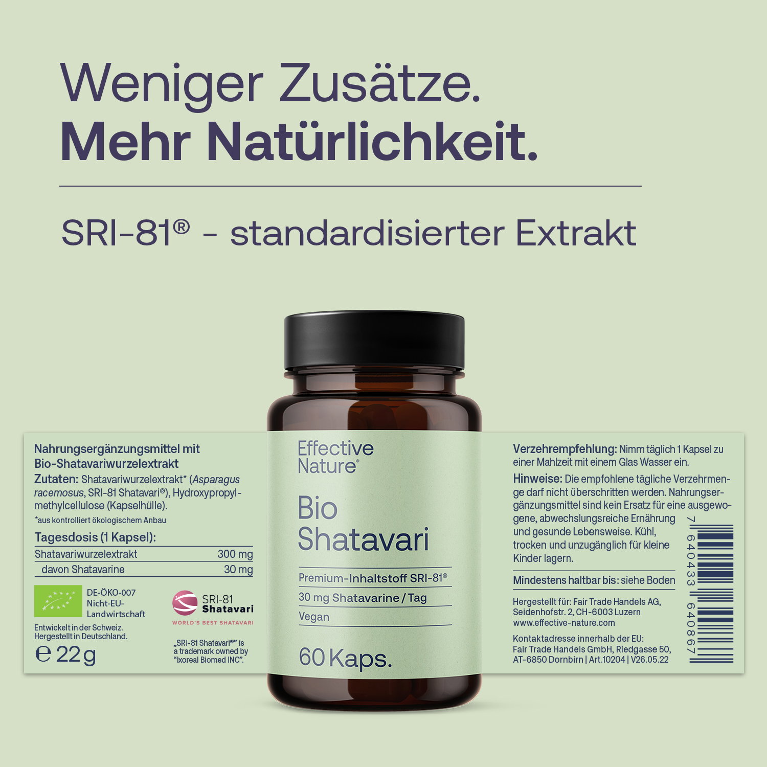 Shatavari Kapseln - Bio - 60 Stk. - 22g