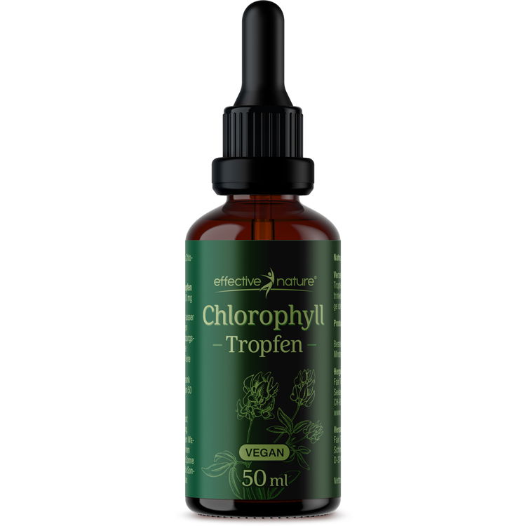 Chlorophyll-Tropfen 50ml - effektive Nature - Vegan Flasche mit Chlorophyll-Tropfen, 50ml, effektive Nature, veganes Produkt