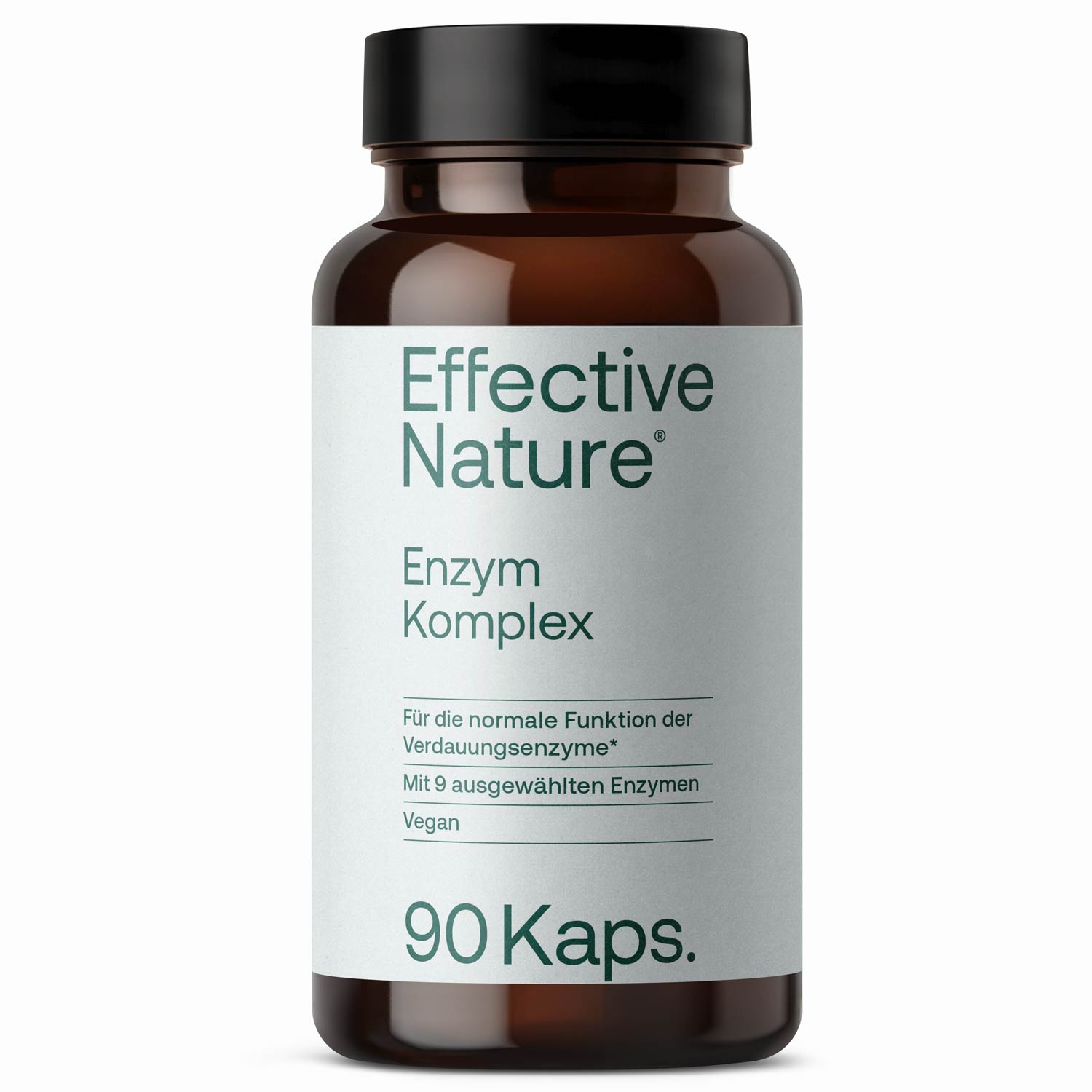 Effective Nature Enzym Komplex - 90 vegane Kapseln für Verdauungsunterstützung Braunglases Flasche mit 90 Kapseln Effective Nature Enzym Komplex, unterstützt die Verdauung durch 9 ausgewählte Enzyme, vegan