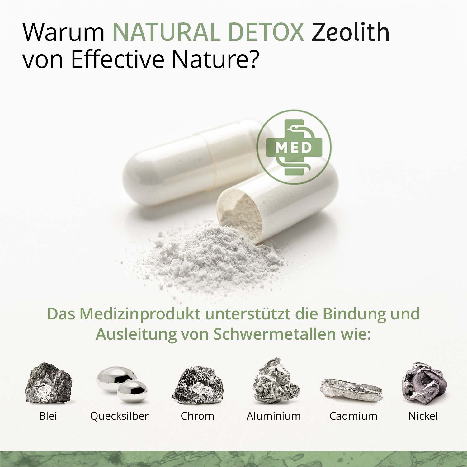 Zeolith-Kapseln von Effective Nature für natürliche Entgiftung und Schwermetallausleitung