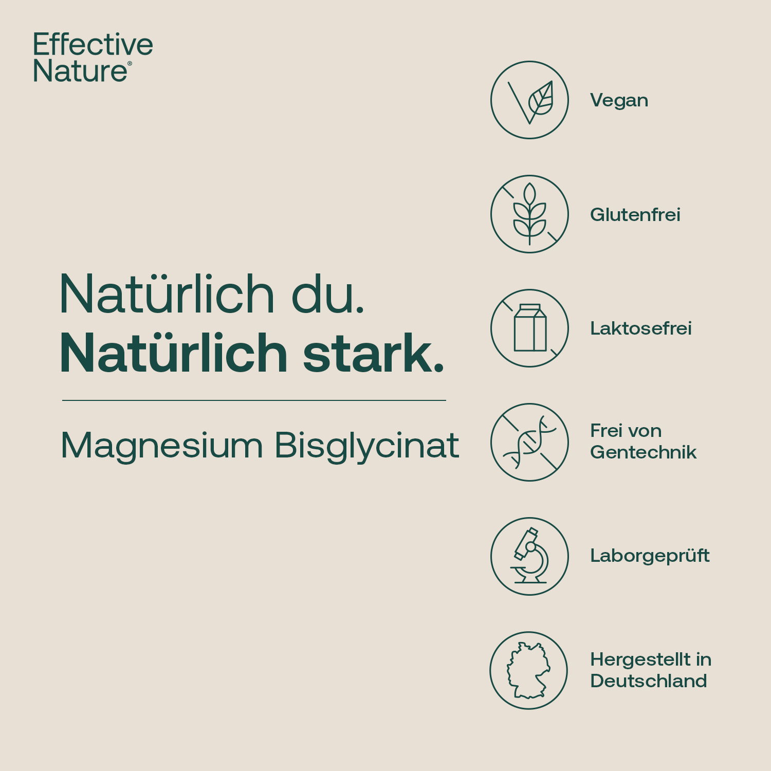 Unser Magnesium Bisglycinat ist: vegan, glutenfrei, laktosefrei, frei von Gentechnik, laborgeprüft, hergestellt in Deutschland