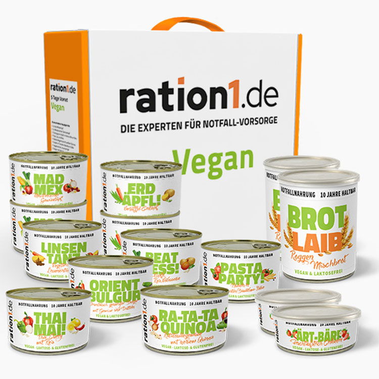 Notvorrat Vegan - 5 Tages-Paket - 10 Jahre haltbar