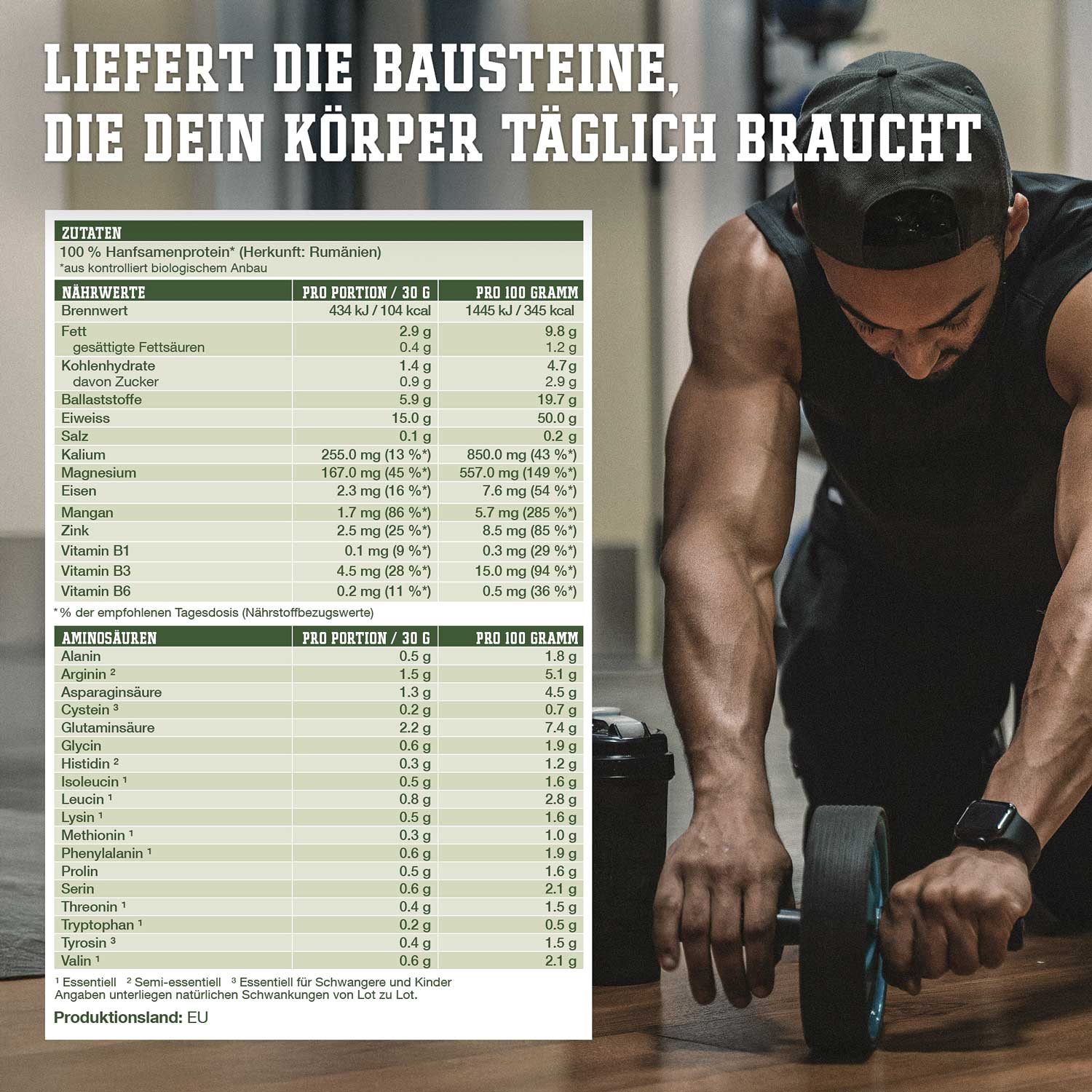 Maskelmän Hanfprotein Pulver Naturell - Bio - 1000g