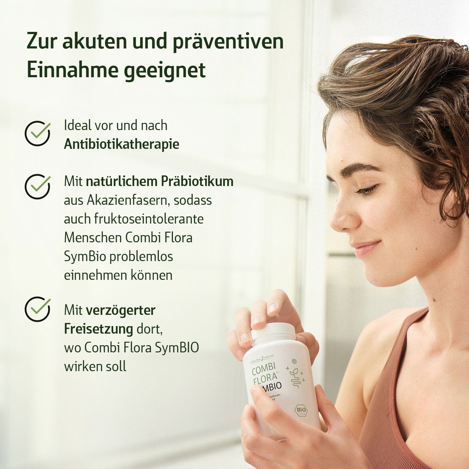 Zur akuten und präventiven Einnahme: ideal vor oder nach Antibiotikatherapien, mit natürlichem Präbiotikum, mit verzögerter Freisetzung