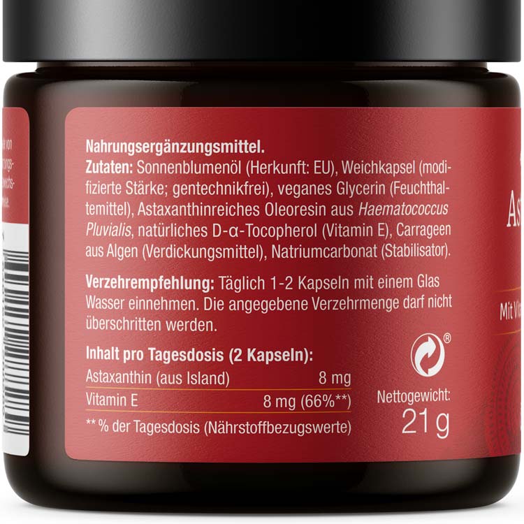 Rückseite Etikett Astaxanthin