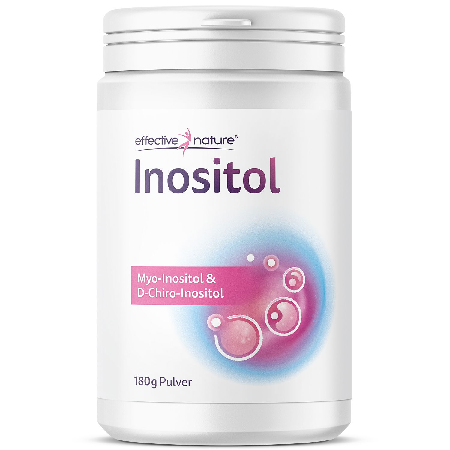 Inositol Nahrungsergänzungsmittel in einer weißen Dose mit 180g Pulver