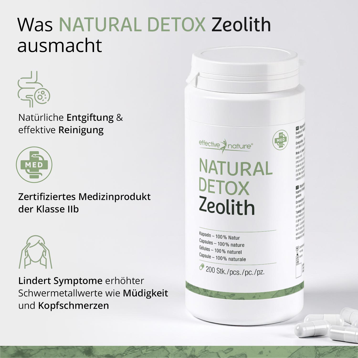 Zeolith Natural Detox Kapseln - 200 Stk. - 116g